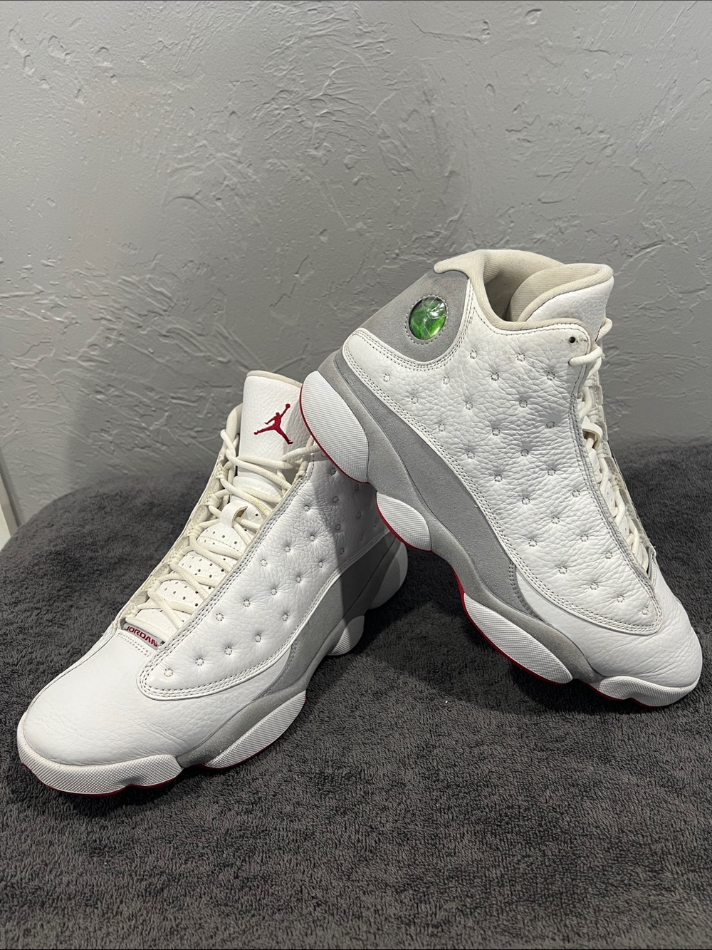 🔥🏀 NIKE AIR JORDAN 13 Retro Shoes Wolf Grey White Red 414571-160 Mens 11 - EUC